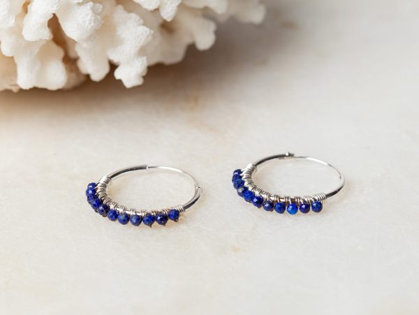 Oorbellen Hoop Earrings Abigail Lapis Lazuli 925 sterling zilver Laura Design