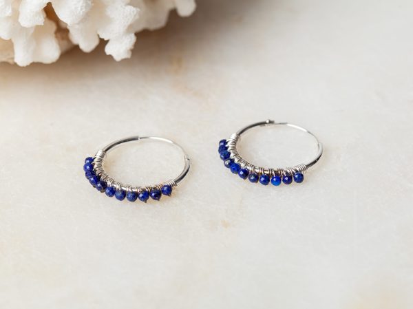 Oorbellen Hoop Earrings Abigail Lapis Lazuli 925 sterling zilver Laura Design