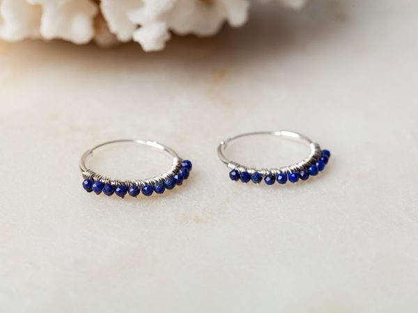 Oorbellen Hoop Earrings Abigail Lapis Lazuli 925 sterling zilver Laura Design