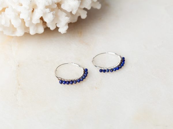 Oorbellen Hoop Earrings Abigail Lapis Lazuli 925 sterling zilver Laura Design