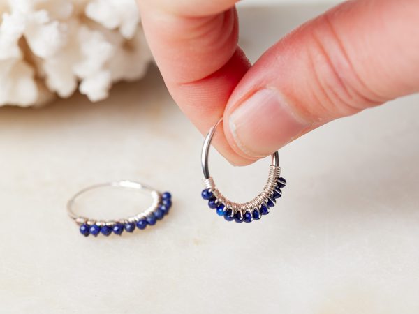 Oorbellen Hoop Earrings Abigail Lapis Lazuli 925 sterling zilver Laura Design