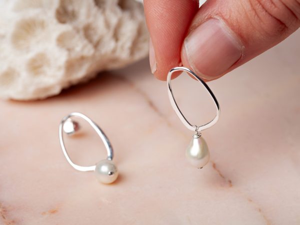 Oorbellen Hoop Earrings Pearl Arlette 925 sterling zilver zoetwaterparel Laura Design