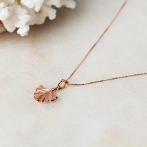 Ketting Necklace Ginkgo Leaf 925 sterling zilver en 18K roségoud Laura Design 1e