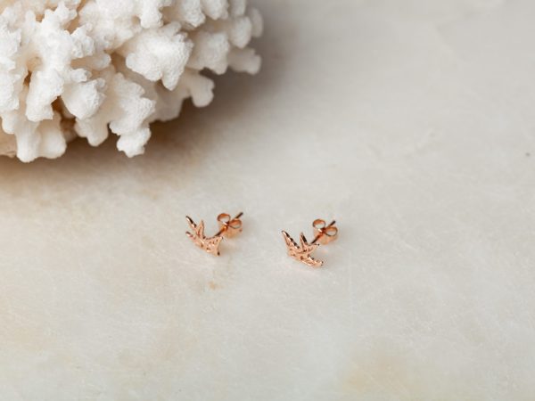 Oorbellen Earstud Open Swallow 925 sterling zilver en 18K roségoud Laura Design