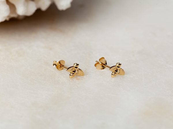 Oorbellen Earstud Little Bee 925 sterling zilver en 18K goud Laura Design