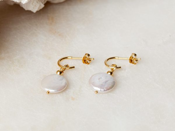 Oorbellen Earring Pearl Yara 925 sterling zilver en 18K goud zoetwaterparel Laura Design 1e