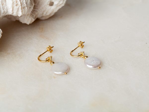 Oorbellen Earring Pearl Yara 925 sterling zilver en 18K goud zoetwaterparel Laura Design