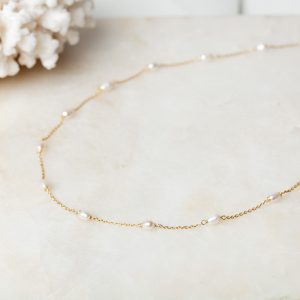 Ketting Necklace Pearl Amaya 925 sterling zilver en 18K goud zoetwaterparel Laura Design 1e