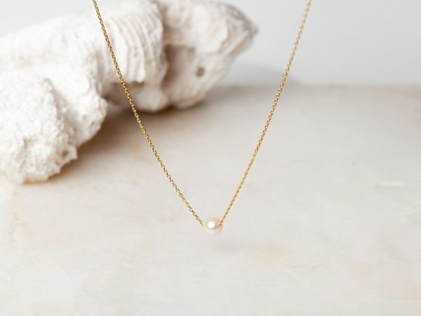 Ketting Necklace Savannah 925 sterling zilver en 18K goud zoetwaterparel Laura Design