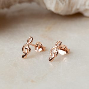 Oorbellen Earstud Musicnote 925 sterling zilver en 18K roségoud Laura Design 1e