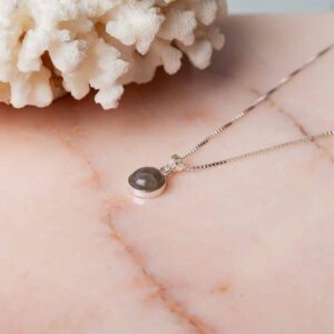 Ketting Necklace Gemstone Mirror 925 sterling zilver en Labradoriet edelsteen Laura Design