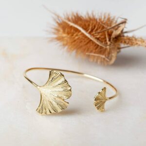 Armband Bracelet Ginkgo Leaf 925 sterling zilver en 18K goud Laura Design