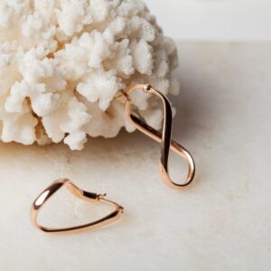 Spiraalvormige oorbellen met bajonetsluiting Hoop Earrings Twist Small 925 sterling zilver en 18K roségoud Laura Design