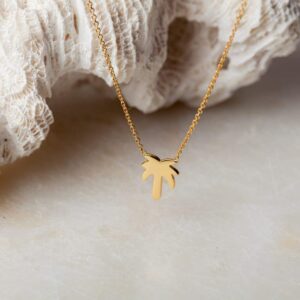 Ketting Necklace Coconut Tree 925 sterling zilver en 18K goud Laura Design