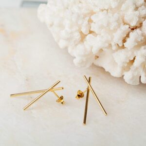 Oorbellen Earring Criss Cross 925 sterling zilver en 18K goud Laura Design