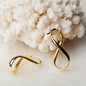 Spiraalvormige oorbellen met bajonetsluiting Hoop Earrings Twist Small 925 sterling zilver en 18K goud Laura Design