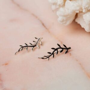 Lauriertak vormige oorbellen Ear Climber Leafy 925 sterling zilver Laura Design