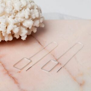 Rechthoekige geometrische oorbellen Ear Threader Finestre 925 sterling zilver Laura Design