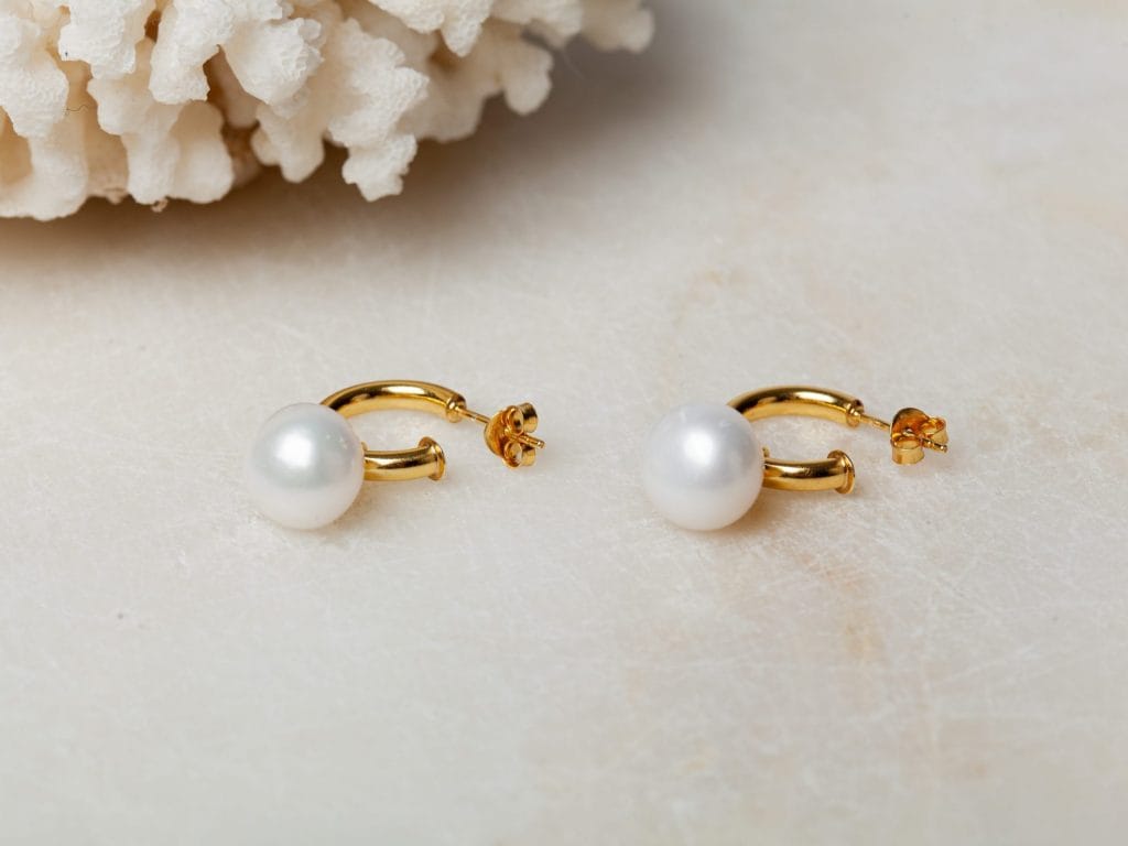 Parel oorbellen Earring Pearl Elina 925 sterling zilver en 18K goud & zoetwaterparel Laura Design