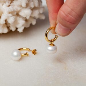 Parel oorbellen Earring Pearl Elina 925 sterling zilver en 18K goud & zoetwaterparel Laura Design