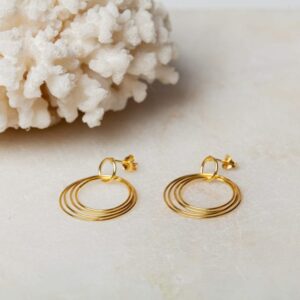 Moderne geometrische oorbellen Earring Quinn 925 sterling zilver en 18K goud Laura Design