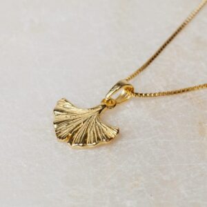 Ginkgo blad hanger Pendant Ginkgo Leaf 925 sterling zilver en 18K goud Laura Design