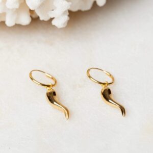 Oorbellen met pepervormige bedeltjes Hoop Earrings Pepper 925 sterling zilver en 18K goud Laura Design