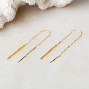 Moderne oorbellen Ear Threader Base Chic 925 sterling zilver en 18K goud Laura Design