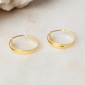 Doordraai oorbellen Earring Sela 925 sterling zilver en 18K goud mat Laura Design