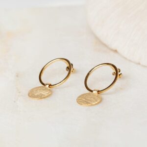 Geometrische oorbellen Earring Ambiente 925 sterling zilver en 18K goud mat Laura Design