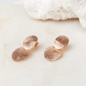 Ovale oorbel Earring Cercles 925 sterling zilver en 18K roségoud mat Laura Design