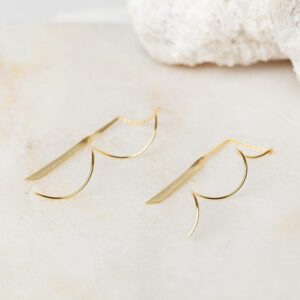 Spiraalvormige oorbellen Ear Threader Faya 925 sterling zilver en 18K goud mat Laura Design