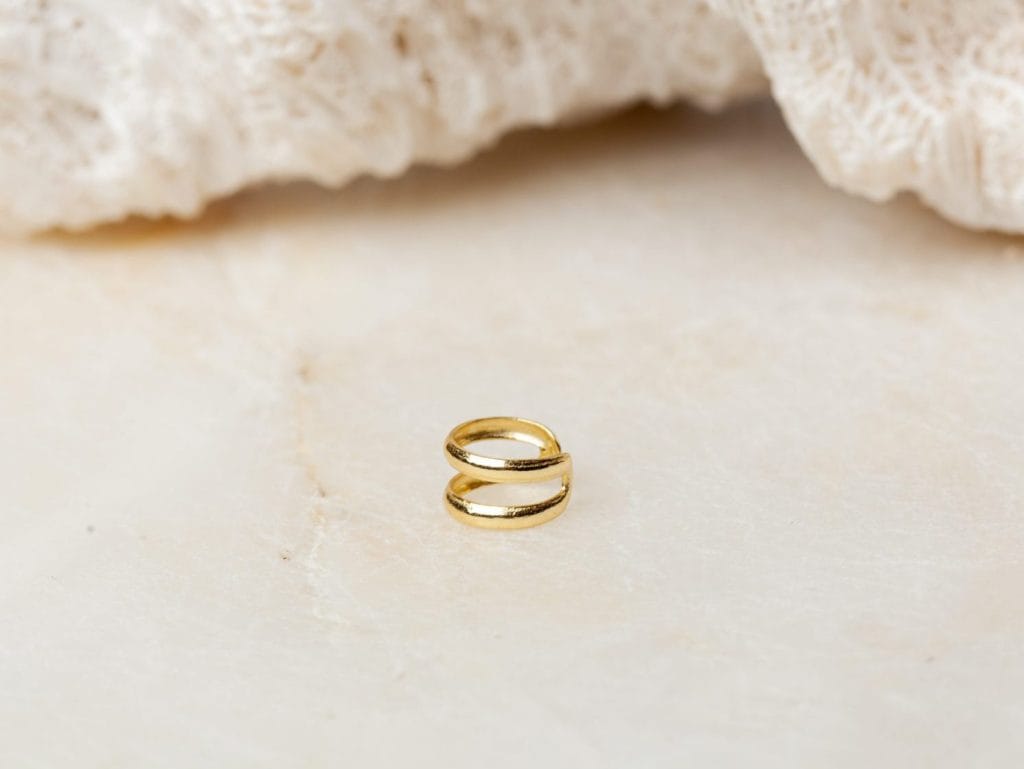 Oorbel zonder gaatje Ear Cuff Emily 925 sterling zilver en 18K goud Laura Design
