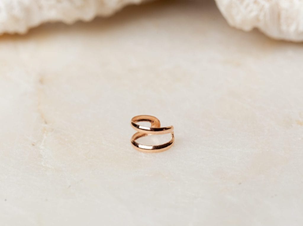 Oorbel zonder gaatje Ear Cuff Emily 925 sterling zilver en 18K roségoud Laura Design