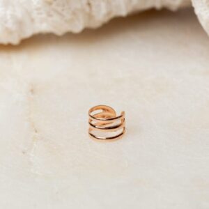 Oorbel zonder gaatje Ear Cuff Ruby 925 sterling zilver en 18K roségoud Laura Design