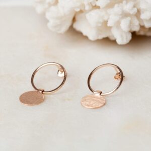 Geometrische oorbellen Earring Ambiente 925 sterling zilver en 18K roségoud mat Laura Design