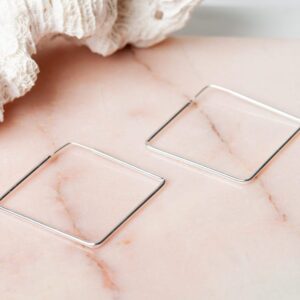 Vierkante oorbellen Hoop Earrings Ellen 925 sterling zilver Laura Design