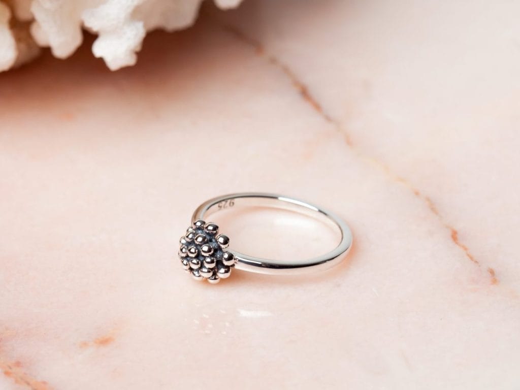 Koraalvormige ring Ring Corail 925 sterling zilver oxidized Laura Design