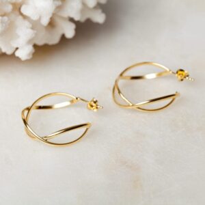 Gedraaide oorbel Earring Annemay 925 sterling zilver en 18K goud Laura Design