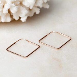 Vierkante oorbellen Hoop Earrings Ellen Small 925 sterling zilver en 18K roségoud Laura Design