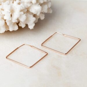 Vierkante oorbellen Hoop Earrings Ellen 925 sterling zilver en 18K roségoud Laura Design