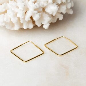 Vierkante oorbellen Hoop Earrings Ellen Small 925 sterling zilver en 18K goud Laura Design