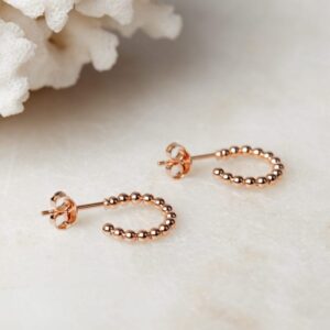 Oorbellen Hoop Earrings Beadies 925 sterling zilver en 18K roségoud Laura Design