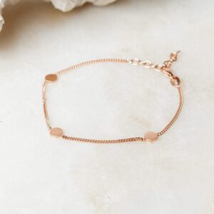 Verstelbare armband met muntjes Bracelet Chloe 925 sterling zilver en 18K roségoud Laura Design