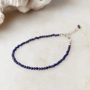 Verstelbare edelsteen armband Bracelet Gemstone Lapis Lazuli 925 sterling zilver en Lapis Lazuli Laura Design