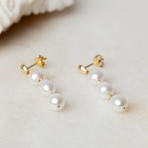 Parel oorbellen Earring Pearl Amaris 925 sterling zilver en 18K goud en zoetwaterparel Laura Design