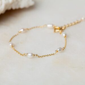 Parel armband Bracelet Pearl Amaya 925 sterling zilver en 18K goud & zoetwaterparel Laura Design