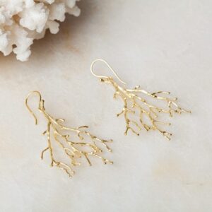 Koraal oorbellen Earring Cheyenne 925 sterling zilver en 18K goud Laura Design