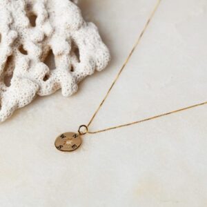 Ketting met kompas hanger Necklace Compass 925 sterling zilver en 18K goud Laura Design