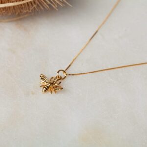 Ketting met bijen hanger Necklace Bee 925 sterling zilver en 18K goud Laura Design